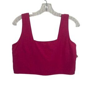 Midnight Sky Linen Blend Square Neck Crop Top Womens Medium Pink New Summer